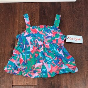 NEW Cat & Jack Cotton Summer Top Multicolor Luau Toddler size 2T